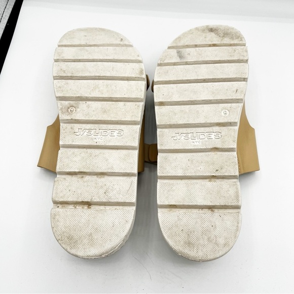 J Slides Baha Leather Chunky Platform Big Buckle Slide Tan Sandals Size 9 - Picture 7 of 8